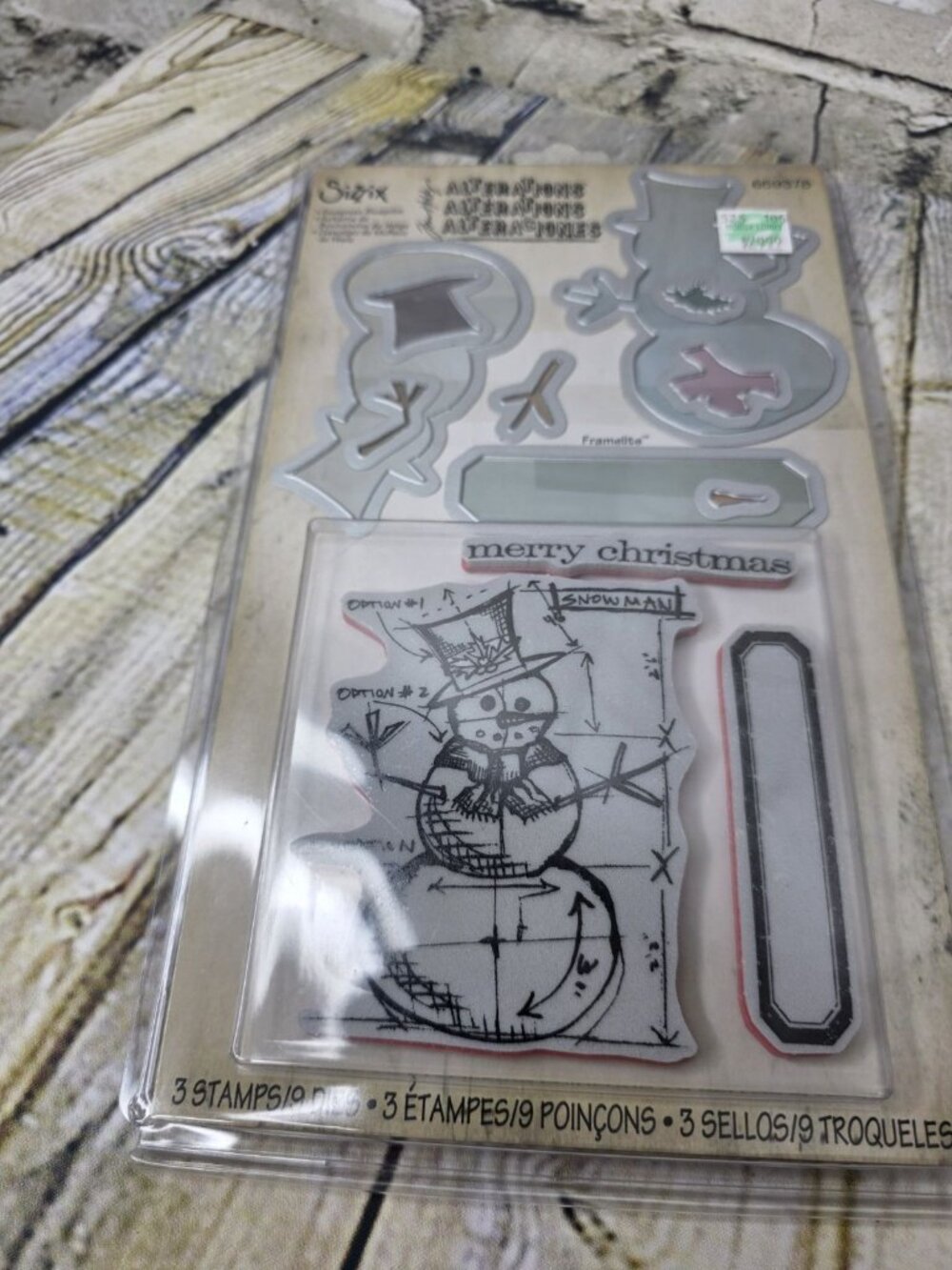 Tim Holtz Sizzix Snowman Blueprint 659378 9 Dies 3 Stamps 2013 New Sealed